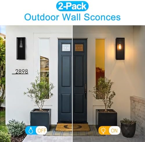 VerRon 16” Exterior Waterproof Outdoor Lights with Glass Shades, 2-Pack - Image 4