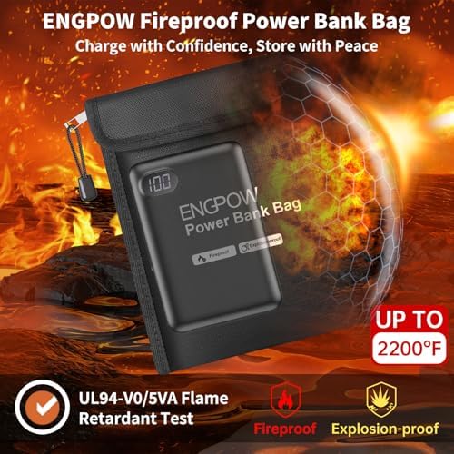 ENGPOW Fireproof Organizer Travel Safe Bag, Portable Electronic Carry Case - Image 2
