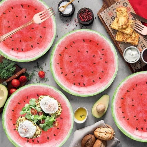 50Pcs Watermelon Party Supplies Watermelon Paper Plates,7"Sweet Watermelon Dessert Plates Summer Fruit Plates for Watermelon Themed Baby Shower Summer Fruit Watermelon Birthday Party Decor (Pink) - Image 2