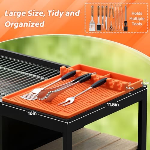 MealHelper Silicone Griddle Tools Mat, Grill with Seasoning Jars Holder - Image 2
