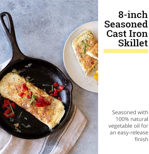 Lodge 8" Cast Iron Skillet - Chef Collection - Perfect Sear - Ergonomic Handles - Superior Heat Retention - Cast Iron Cookware & Skillet (Pack of 2) - Image 2