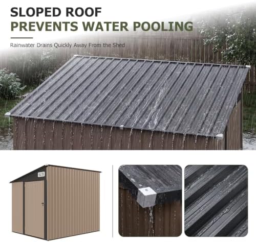 Aoxun 8x6 FT Lean to Outdoor Storage Shed with Sloping Roof - Image 4