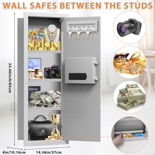 White 33.46" Tall Sturdy Wall Safes Between the Studs 16" Centers - Image 2