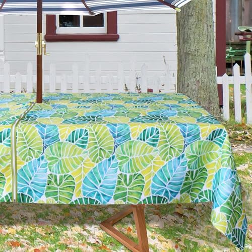 EHouseHome Outdoor and Indoor 60x84 inch Tablecloth with Umbrella Hole and Zipper, Waterproof Zippered Patio Table Cloths, Spring/Summer Table Covers for Backyard Circular Table/BBQs/Picnic - Image 2