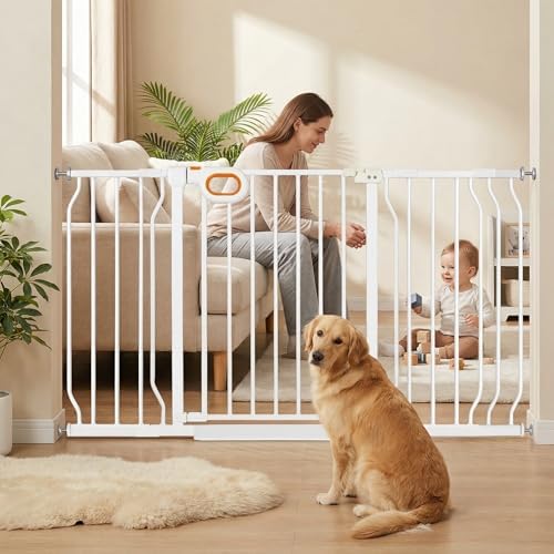 29.1-57.5 Inch Baby Gates Extra Wide with Door for Stairs Doorways by HOOOEN