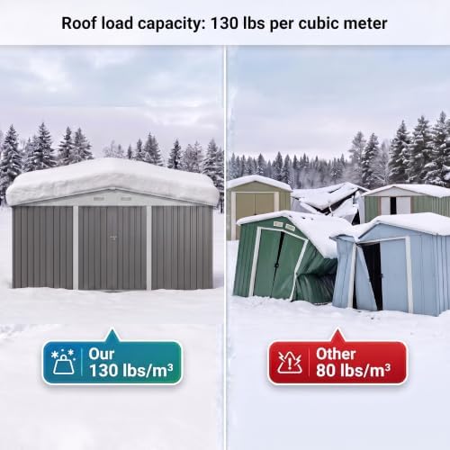 Patiowell 14x12 FT Outdoor Storage Shed, Large Metal Sheds, Gray - Image 3