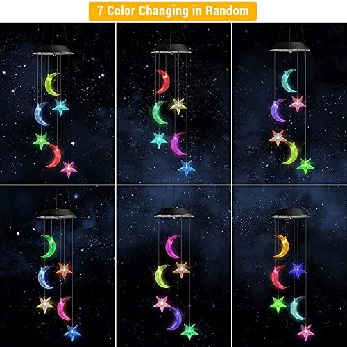 Toodour Solar Wind Chimes, Color Changing Wind Chimes Moon and Star - Image 4