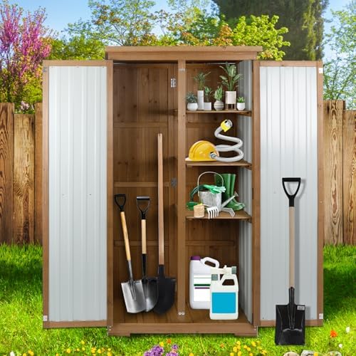 Ketive Outdoor Storage Cabinet, Tall Tool Garden Cabinet - Image 2