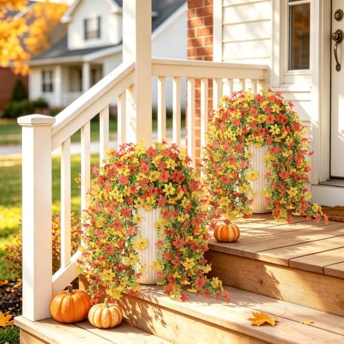INQCMY Artificial Fake Hanging Flowers Plants for Outdoor Fall Decoration - Image 3