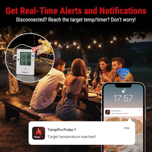 TempPro TempSync 650ft Bluetooth Meat Thermometer for Cooking with 4 Probes - Image 4