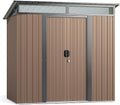 Gizoon 6'x4' Outdoor Storage Shed Metal Garden Shed with Sliding Lockable Doors, Versatile Tool Bike Shed with Transparent Panel Windows, Outdoor Storage Clearance for Backyard, Patio, Light Brown by Gizoon