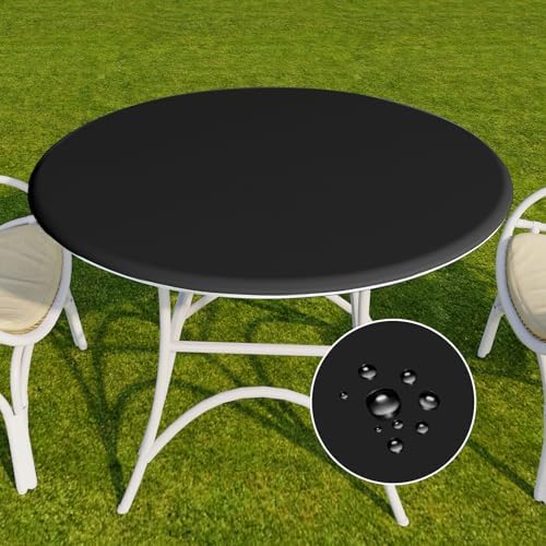 Romanstile Round Fitted Vinyl Tablecloth with Elastic Edge 100% Waterproof by Romanstile