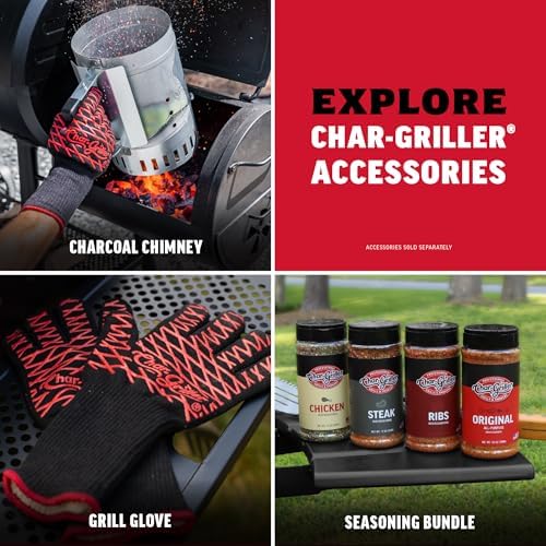 Char-Griller CG30040725 22-inch Kettle Charcoal Grill and Smoker - Steel, Black - 363 sq. in. Cooking Area - Image 6