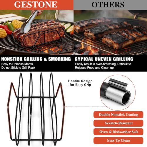 11" Non-Stick Rib Rack for Smoking and Grilling, BBQ Grill 2 Pack - Image 4