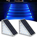 AUDLES LED Solar Step Lights Waterproof Outdoor Stair Lights, Solar Deck Lights Outdoor Decor IP67 Solar Decoration Lights for Yard (Blue Color, 2 Pack) by AUDLES