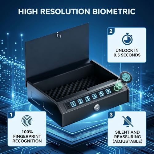 RORMGO Biometric Gun Safe for Handgun Fingerprint Quick Access for Lock Box - Image 5