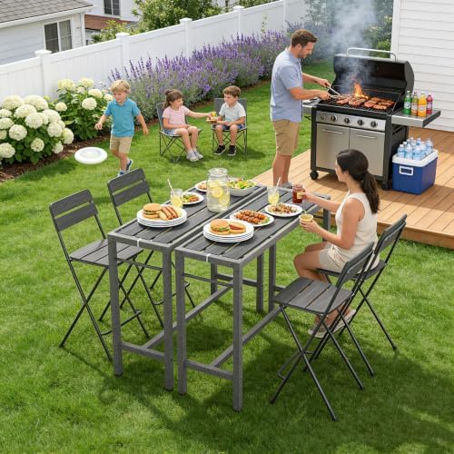 Outdoor Patio Bar Table, 55" Rectangular Counter High Top Table - Image 7