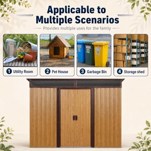 8X6 FT Outdoor Metal Storage with Lockable Sliding Doors - Image 7