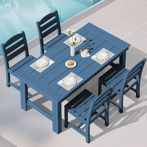 SERWALL HDPE Outdoor Dining Table and Chairs Set for 4 by SERWALL