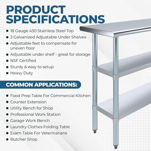 Stainless Steel Work Table with Second Undershelf (14x72) - Image 2