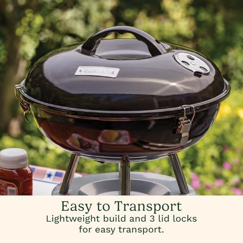 Cuisinart 14" Portable Charcoal Grill, Tabletop Outdoor Small Grill with Locking Lid and Dual Vents, Chrome Plated Travel Size BBQ Perfect for Camping, Tailgates, Cookouts, Black - Image 4