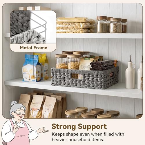 GRANNY SAYS Wicker Storage Baskets for Shelves, Waterproof Gray Baskets - Image 2