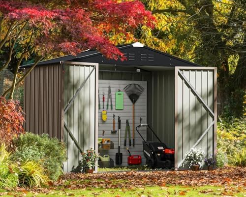 Greesum 8x6FT Outdoor Storage Shed, Brown - Image 3