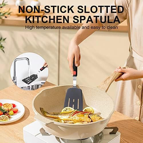 4PCS Flexible Silicone Spatula Turner Set and Kitchen Food Tongs with Silicone Tips, 600F Heat Resistant, Ideal for Flipping Eggs, Fish, Burgers, Pancake and Strong Grip on Salads, Pasta, Steaks, BBQ - Image 3