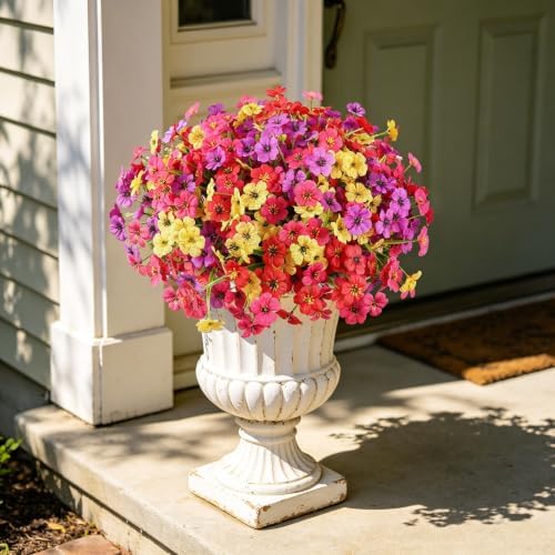 24 Bundles Artificial Flowers for Outdoors Decor, Faux Mums Plants Fake Silk Daisy Flora, UV Resistant Realistic Faux Plants Greenery for Outside Indoor Porch Patio Window Box Planter Home Decor - Image 5
