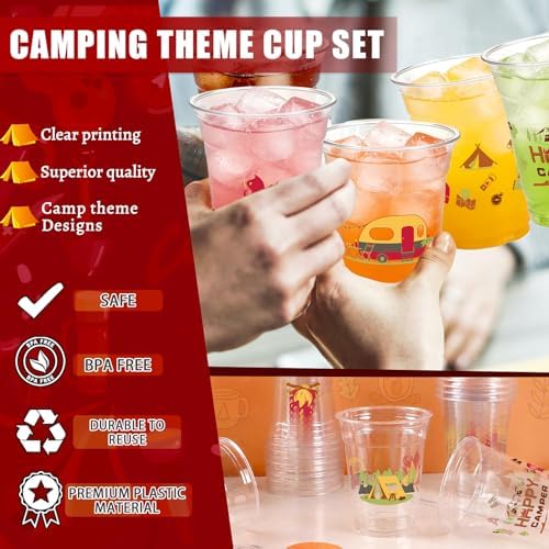 One Happy Camper Birthday Party Decorations Cups for Camping Party Supplies - Image 6