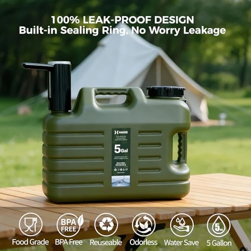 HAIGE 5 Gallon Water Jug with Automatic Touch Control Pump for Outdoors Camping Hiking - Image 5
