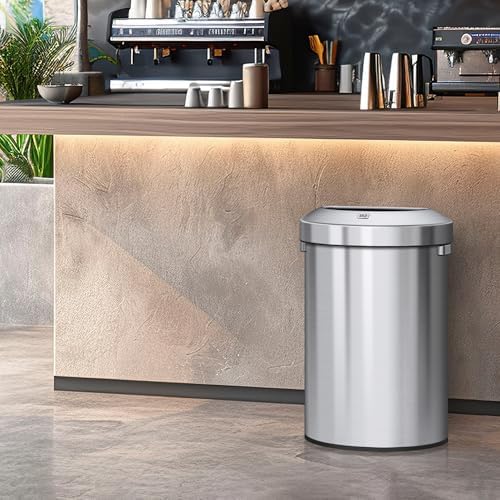 EKO Urban 16 Gallon Semi-Round Open Top Waste Bin, Stainless Steel Half Round Commercial Trash Can for Indoor and Outdoor, Extra Large Metal Garbage Bin for Home, Office, Restaurant, Restroom, 60L - Image 2