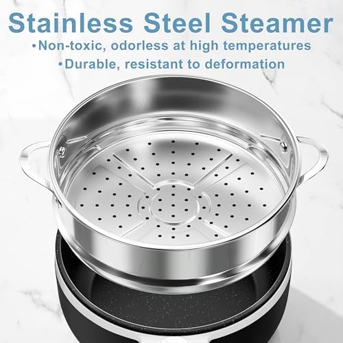 Dezin Hot Pot Electric with Steamer, 1.5L Non-Stick Portable Electric Pot - Image 3