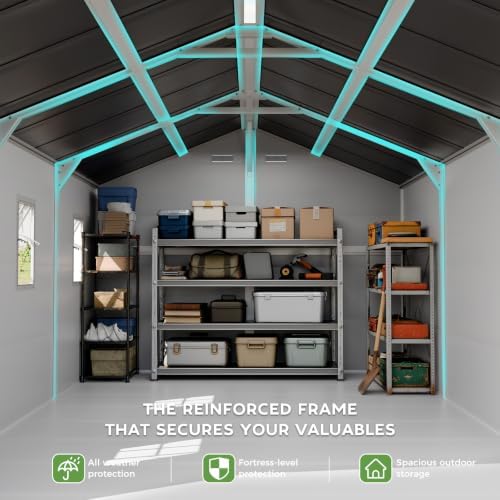 WACASA 10x14 FT Large Resin Plastic Outdoor Storage Shed, Floor Included - Image 3