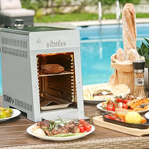 BIG HORN OUTDOORS 1500°F Infrared Propane Gas Grill – Portable Steak Broiler & Sear Station, Outdoor Salamander BBQ, Stainless Steel, 9 inch - Image 6