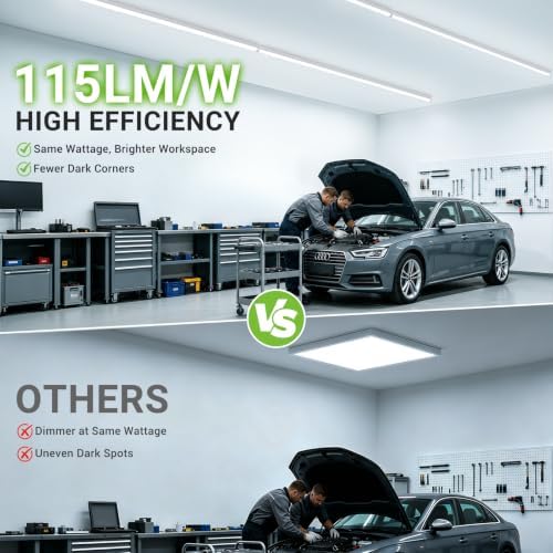 (6 Pack) 4FT LED Shop Lights, 2300LM 6500K Bright White, 20W Linkable Shop Lights, Plug in Shop Lights with ON/Off Switch for Garage Workshop Basement Cabinet, Fluorescent Light Fixtures Replacement - Image 5