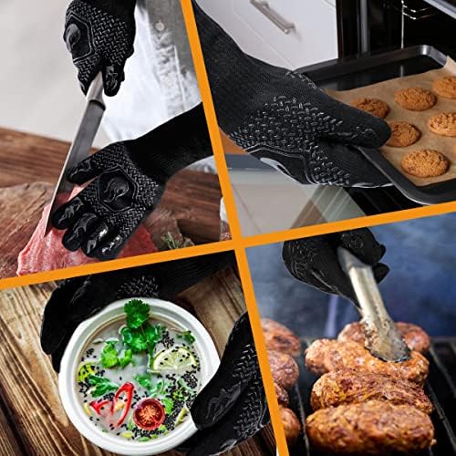 BBQ Gloves 1472F Heat Resistant Non-Slip Silicone 13.5in (Black) - Image 5
