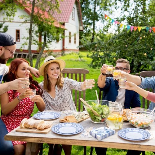 180PCS Blue White Paper Plates and Napkins Party Supplies Serve 60 - Image 4
