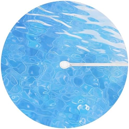 Fitted Round Tablecloth with Umbrella Hole and Zipper Ocean Outdoor Elastic Polyester Table Cloth 45"-56" Oil-Proof Waterproof Blue Water Patio Table Cover for Picnic Party - Image 6