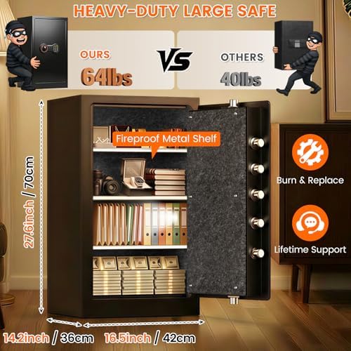8.6Cub Large Fireproof Safe for Home Documents, 35-Min 1700°F Prtotection - Image 3
