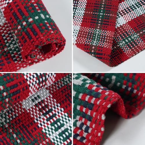 OJIA Christmas Door Mats Outdoor Rug 3'x5' Red Green Plaid Rug Porch Decor - Image 3