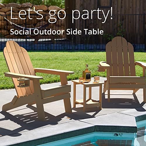 LUE BONA Outdoor Side Table, 2-Tier HDPS Small Patio Table, Brown - Image 4