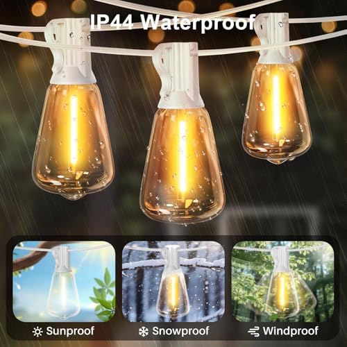 LAMPHOME Outdoor String Lights, 26FT Patio Lights with 12+1 ST38 LED Edison Bulbs (1 Spare), Connectable String Lights for Outside, Dimmable Hanging Light for Backyard Porch Decor, Warm White - Image 2