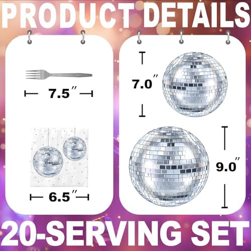 Disco Party Decorations - Disco Party Plates and Napkins for Kids Birthday Party, Serves 20 Guests - Image 2