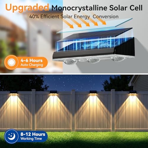 Solar Fence Lights Outdoor 10 Pack, Upgraded Brightness 3X LED Lens Fence Lights Solar Powered, 9 Fixed Colors & RGB Lights, IP65 Waterproof Solar Lights for Outside Backyard/Railing/Step/Patio - Image 5