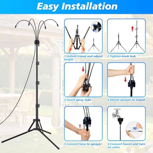 Standing Misters for Outside Patio - Adjustable Height Stand Misting system for Cooling Outdoor, 26.5FT Portable Water Mister for Garden Backyard BBQ Party Tanning Pool Beach Cooling & Water Playing - Image 6