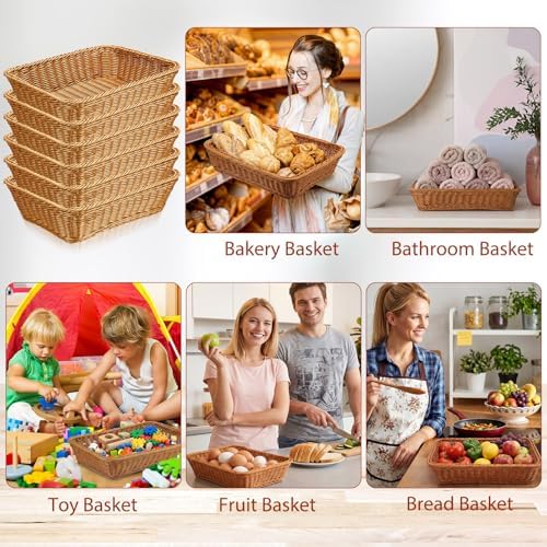 Eccliy 14 Pack Wicker Bread Baskets Woven Serving Basket, 15.8 Inch - Image 6