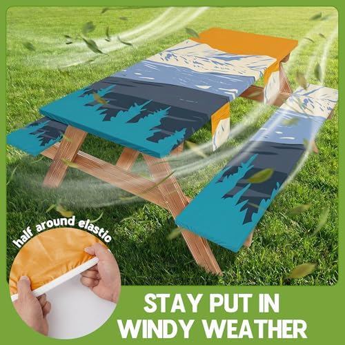 Picnic Table Cover with Bench Covers Elastic Table Cloth Cool Fun Unique Ideas Birthday Party Christmas Xmas Father Valentine's Day Camping Gift for Camper RV Owner Camping Lovers Couple Men Adult Dad - Image 3