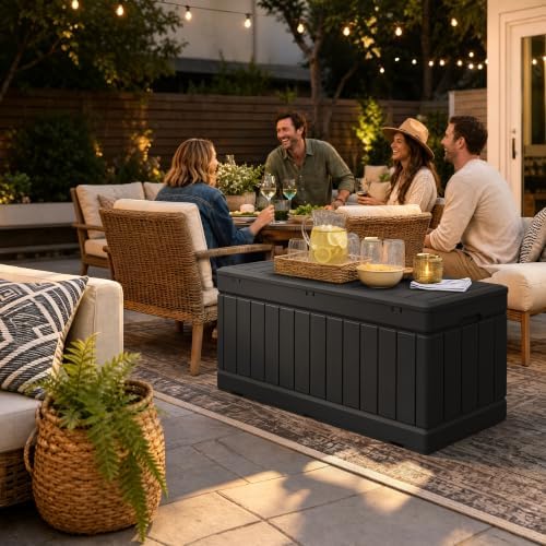 Devoko 78 Gallon Deck Box, Waterproof Resin Outdoor Storage Box - Image 7