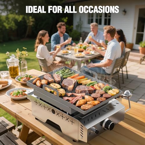 COWSAR Portable Gas Grill 8000 BTU 304 Stainless Steel Propane BBQ Griddle - Image 6